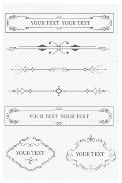 欧式边框古典花纹纹理边框文本框免扣元素