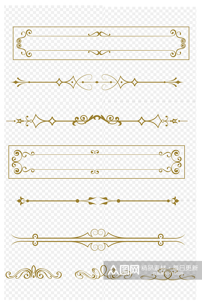 欧式边框古典花纹纹理文本框标题框免扣元素素材