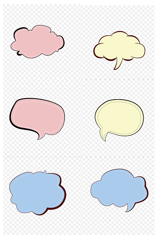 手绘小清新气泡对话框边框标题框免扣元素