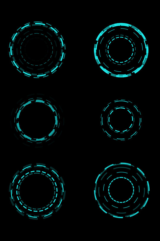 数据可视化科技几何蓝色圆边框素材免扣元素