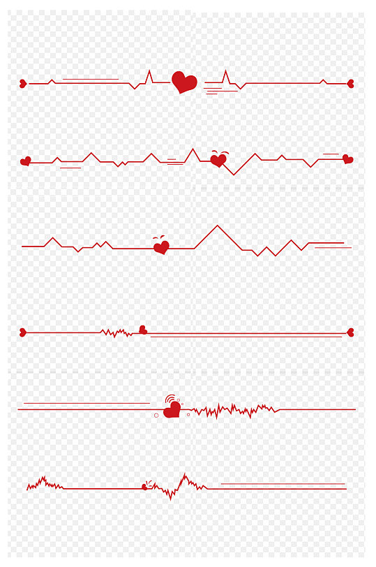 小清新线条红色小心心手绘分割线免扣元素