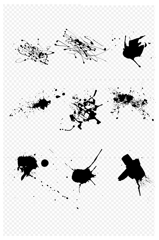 墨水喷溅笔触毛笔素材画笔免扣元素