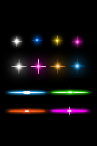 光效光束十字星光科技光黄紫蓝绿光免扣元素