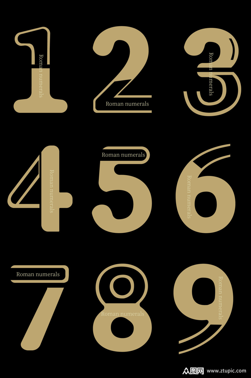 金色高端罗马数字免扣元素