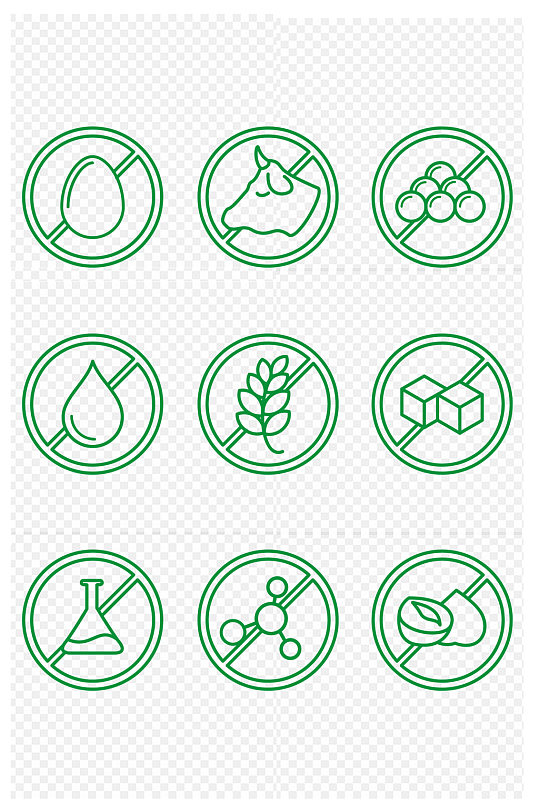 食物过敏禁忌危险图标包装食材注意免扣元素