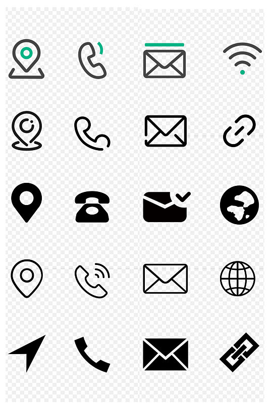 电话联系地址邮箱网址网站名片图标免抠元素