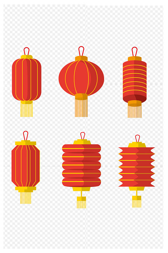 元旦春节节日婚庆喜庆装饰灯笼卡通免抠元素