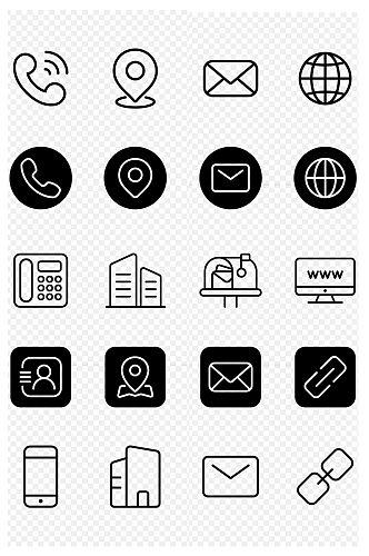 名片线性电话地址邮箱网址成套免抠元素