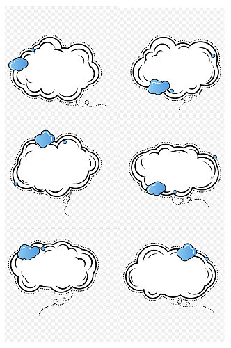 小清新手绘卡通云纹装饰边框对话框免扣元素
