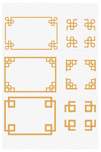 新中式线条纹理边框免扣元素