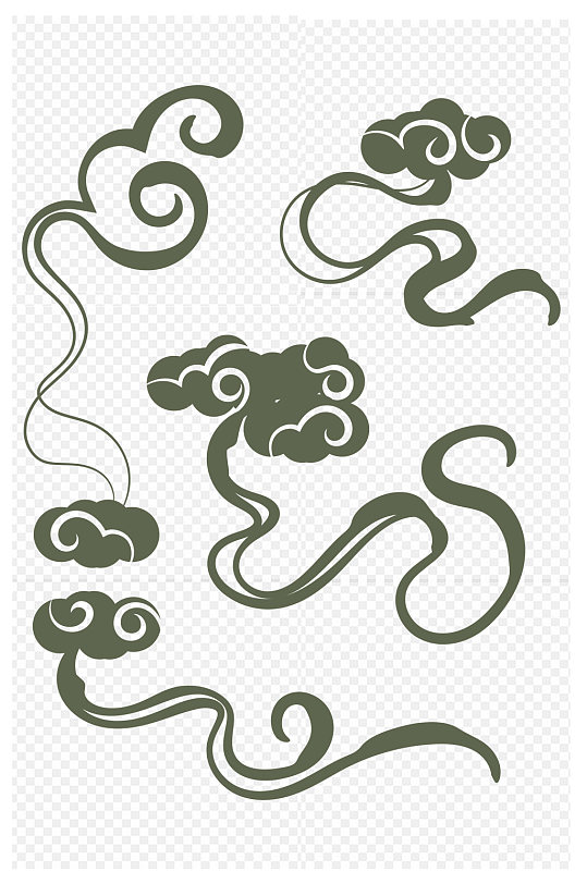 云纹手绘古典中国风祥云装饰图案免扣元素