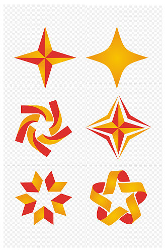 星星图标金色五角星形装饰元素免扣元素