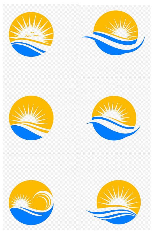 太阳海浪阳光海面图标免抠元素