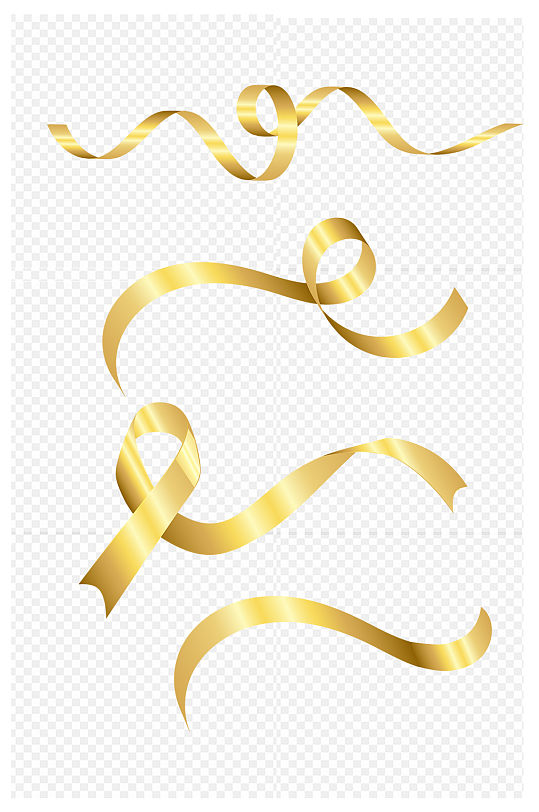 金色飘带标题框丝带庆祝促销彩带免抠元素