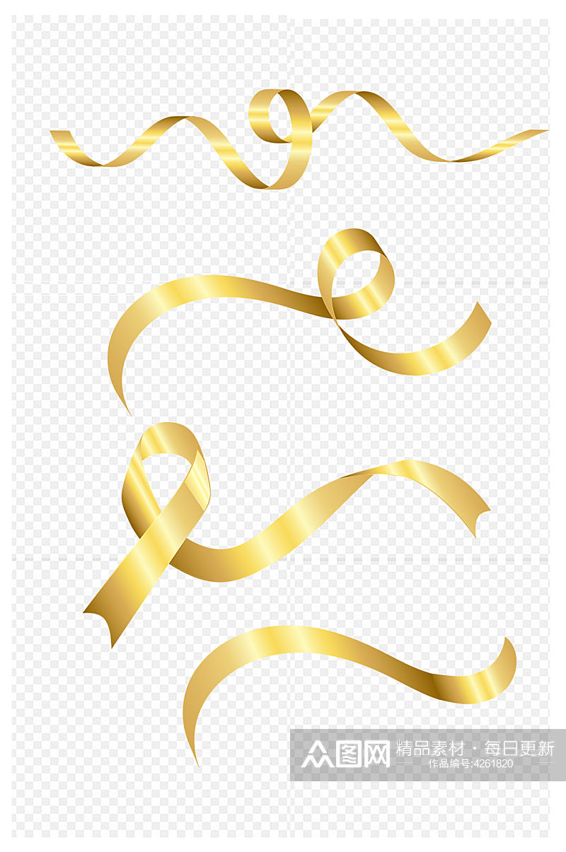 金色飘带标题框丝带庆祝促销彩带免抠元素素材
