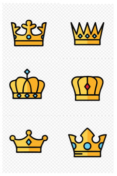 手绘卡通黄色皇冠系列装饰图标免扣元素