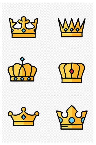 手绘卡通黄色皇冠系列装饰图标免扣元素