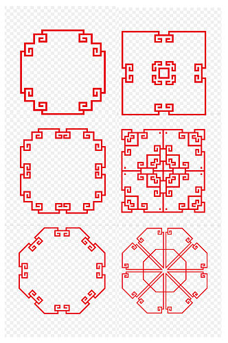 中国风窗花中式花纹传统复古边框免扣元素