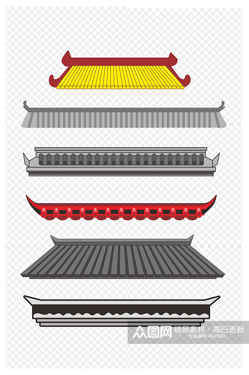 屋檐房檐古代屋檐建筑仿古建筑中式免扣元素素材