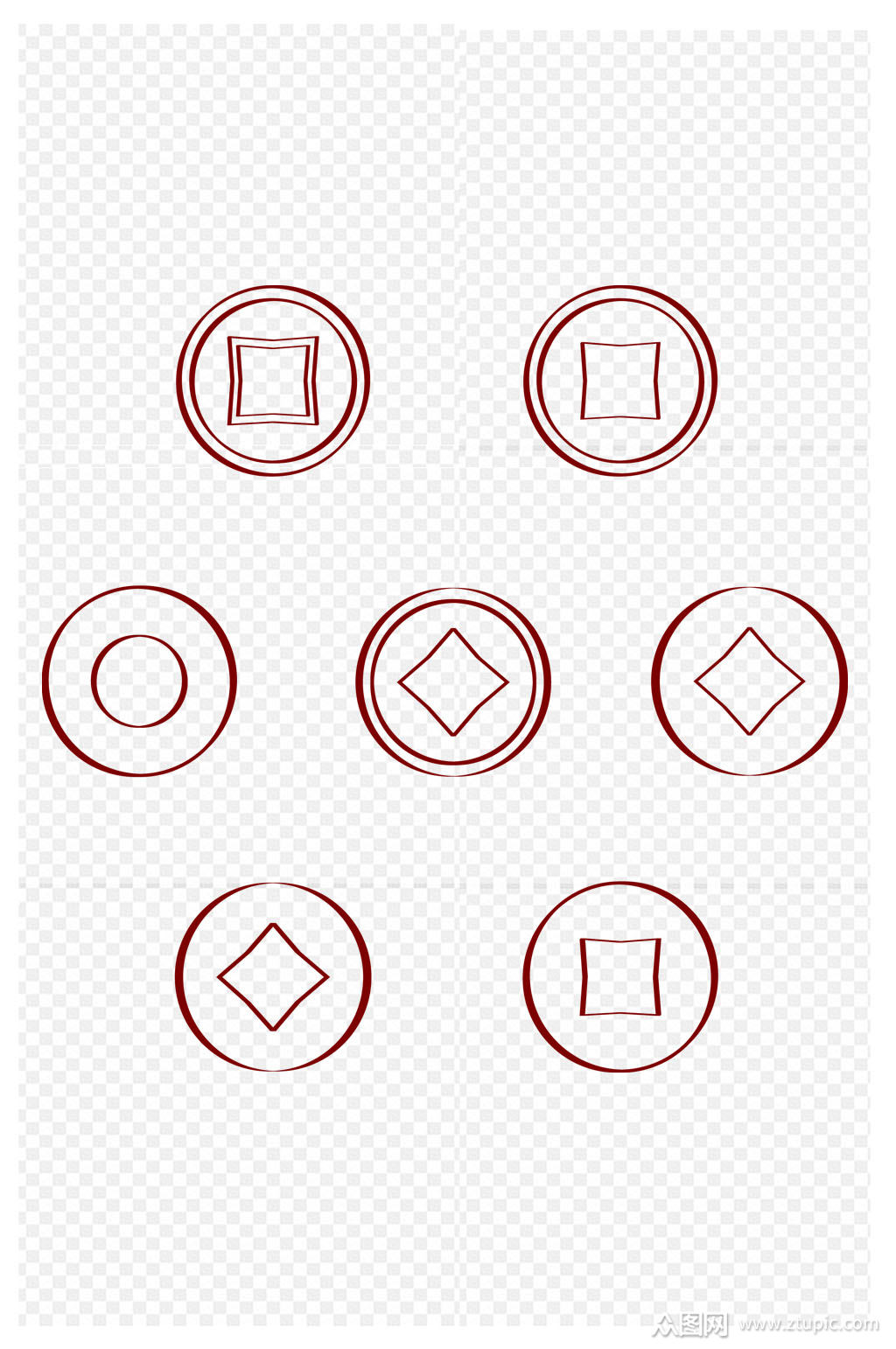 中国古风新年春节元宵节装饰铜钱免扣元素素材