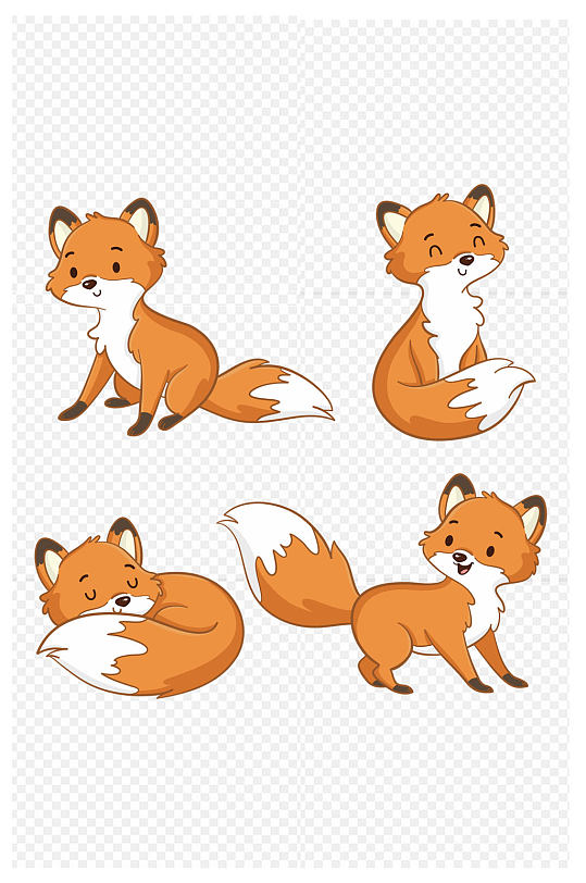 手绘卡通狐狸素材免扣元素