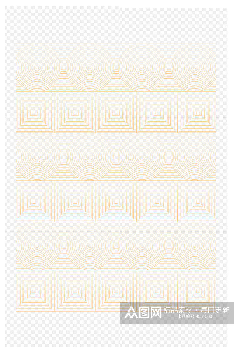 镂空中式复古边框金色底纹几何线条免扣元素素材