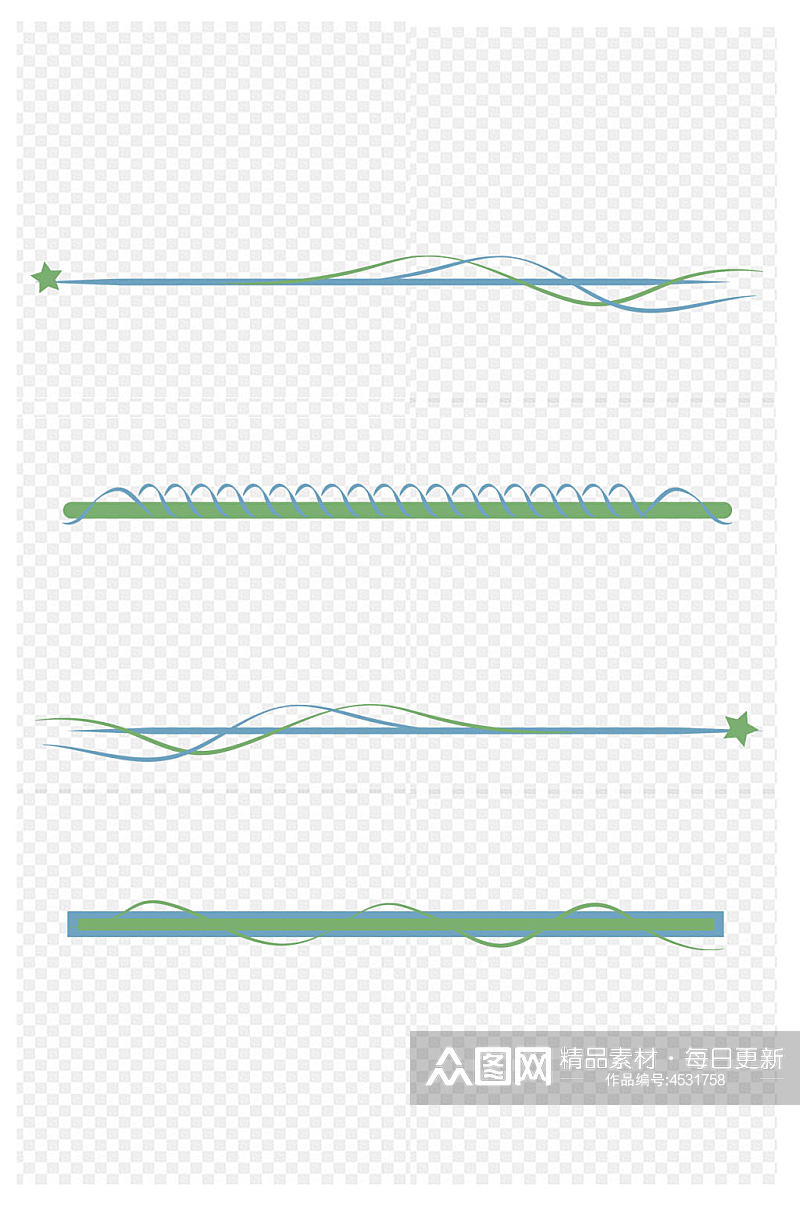 撞色中国风波浪边框分割线免扣元素素材