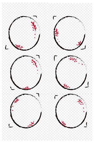 中国风水墨风古风墨迹笔刷红色叶子免扣元素