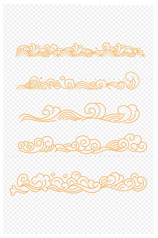 古典线性浪花纹装饰底纹文本分割线免扣元素