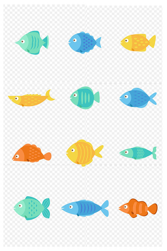 手绘鱼海洋动物图标免扣元素