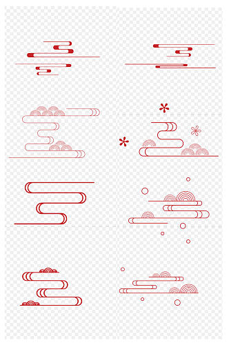 中国风线性祥中式国潮风装饰图案免扣素材