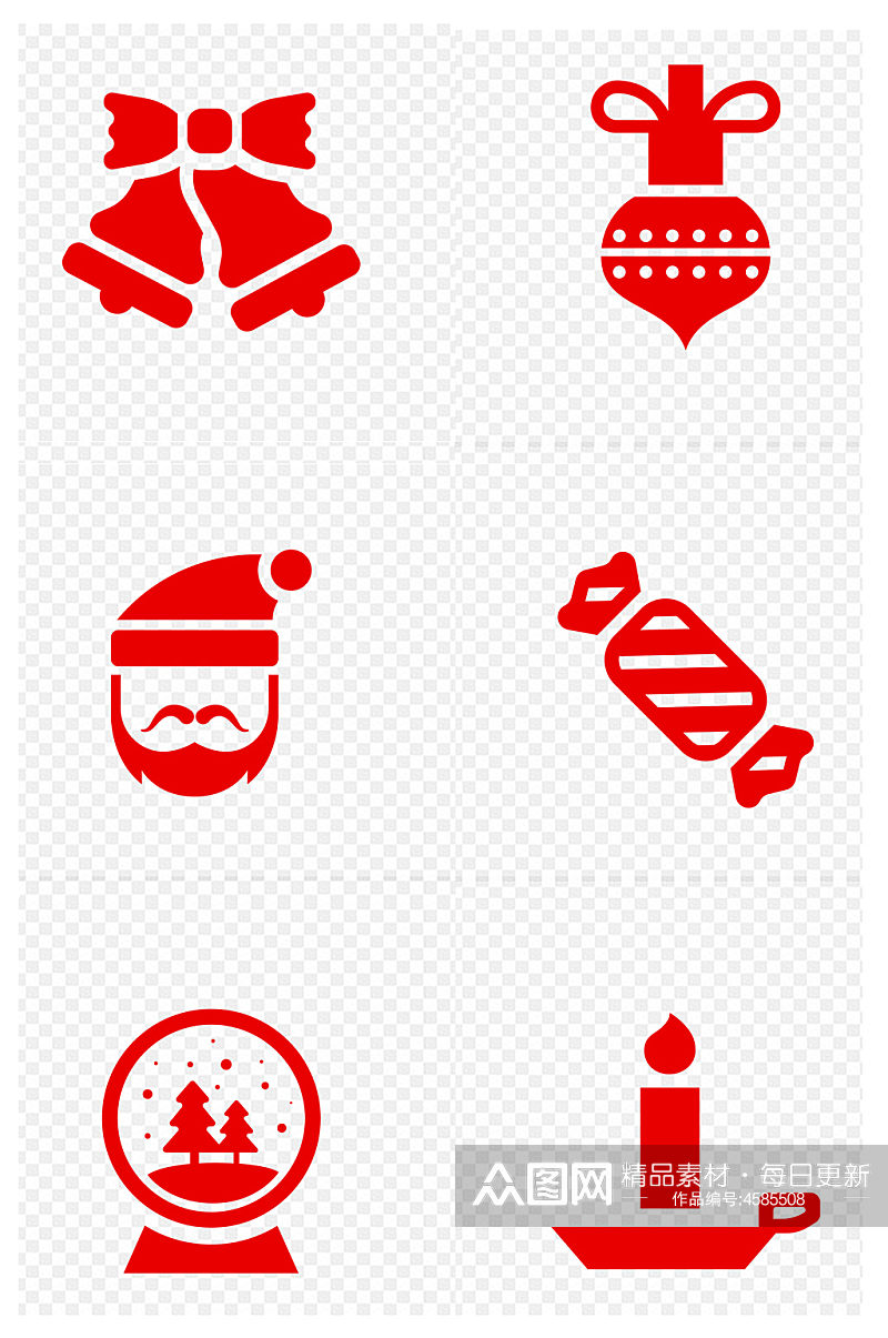 圣诞图标铃铛圣诞帽图标免扣元素素材