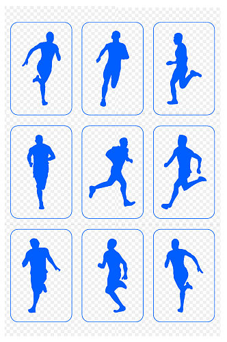运动跑步姿势跑步剪影运动员图标免扣元素