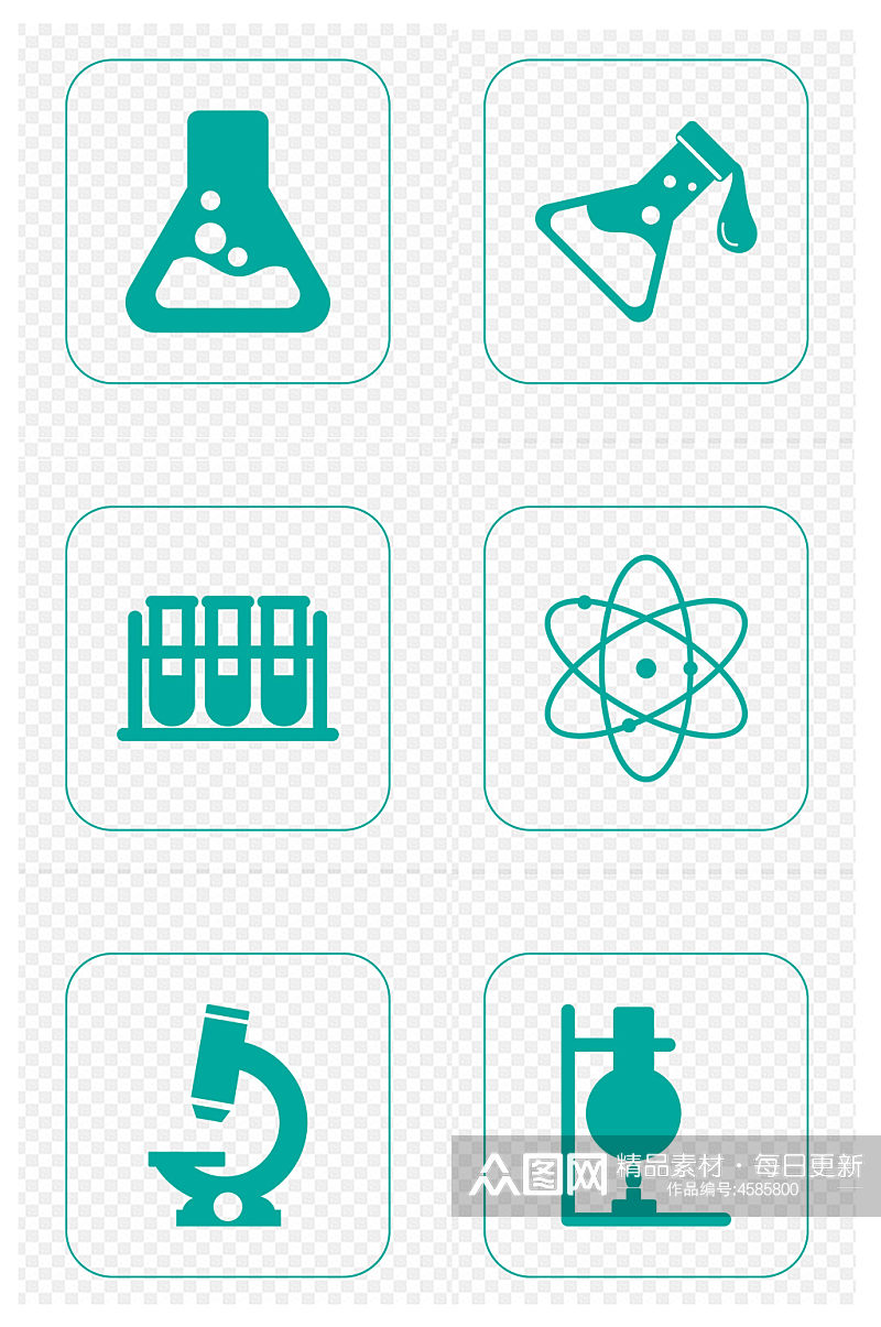 化学实验烧杯量杯显微镜研究室图标免扣元素素材