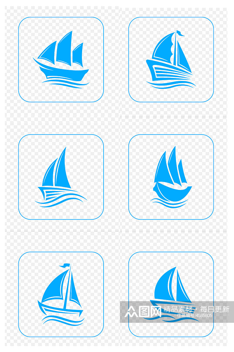 帆船小船航行帆船图标免扣元素素材