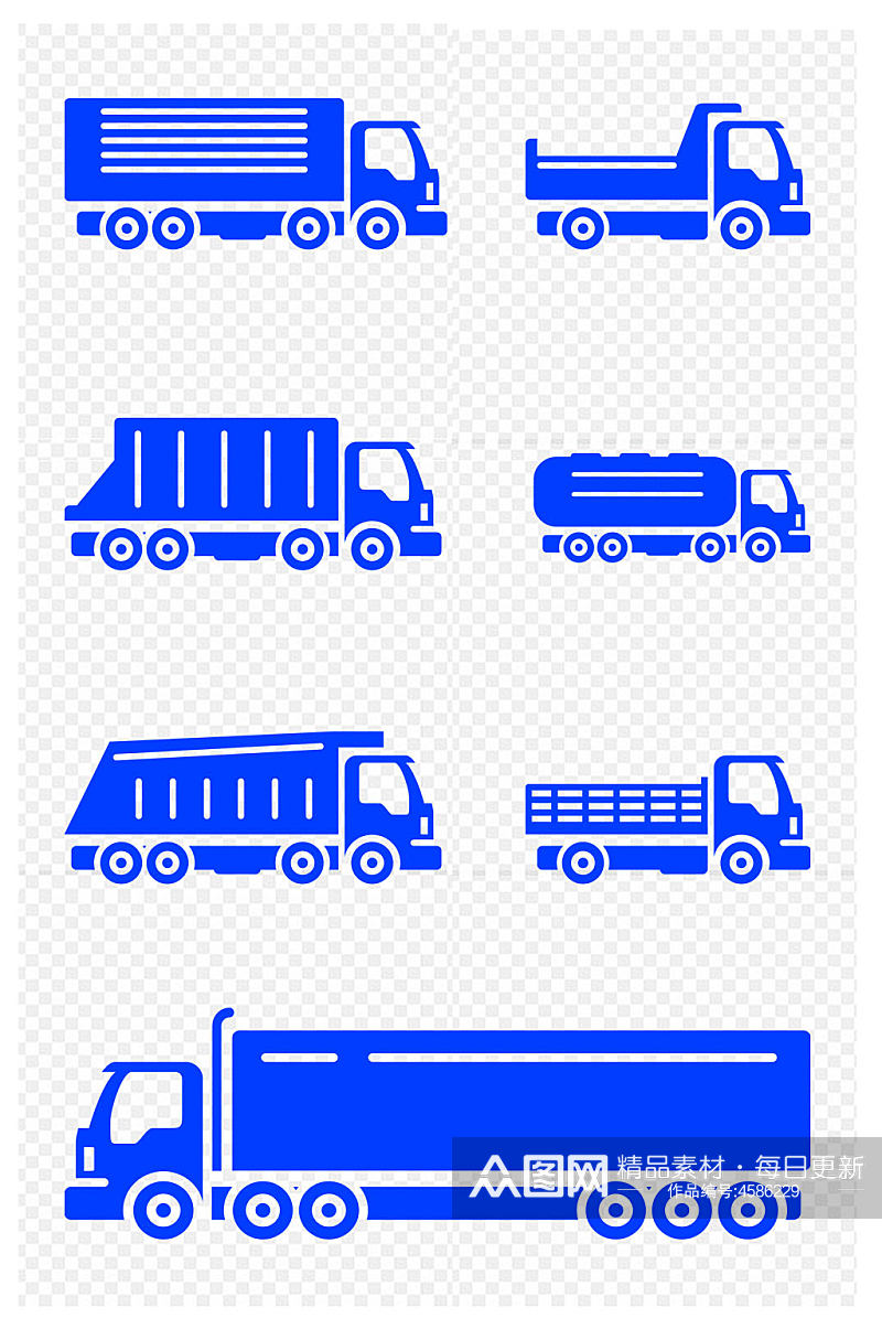 卡车货车皮卡大货车垃圾车图标免扣元素素材