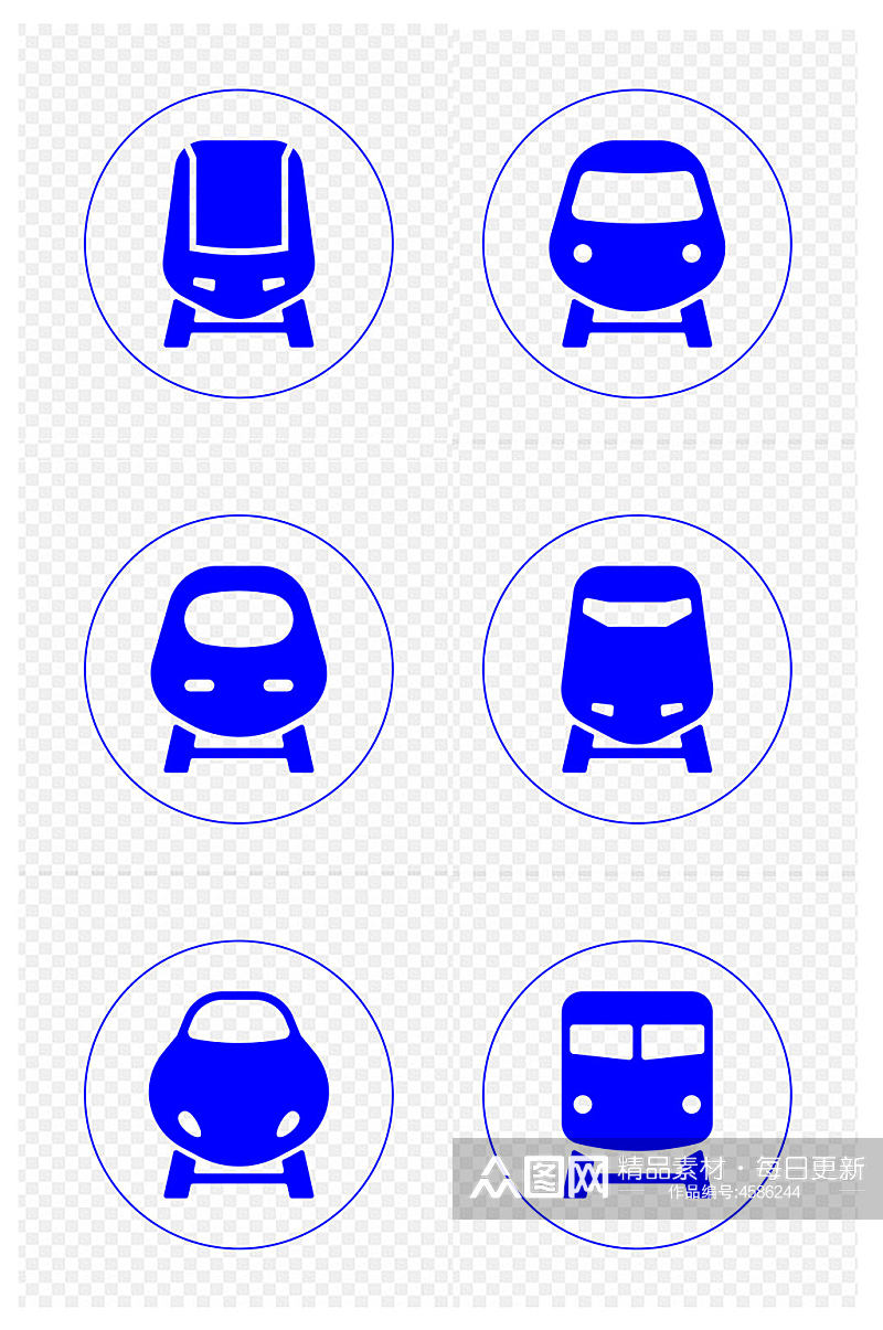 手绘火车头高铁列车磁悬浮图标免扣元素素材