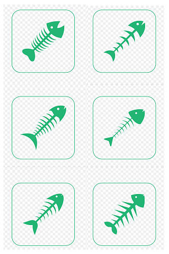 鱼骨头手绘鱼骨头厨余垃圾图标免扣元素