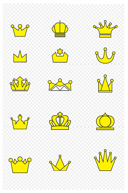 手绘卡通黄色皇冠系列图标免扣元素