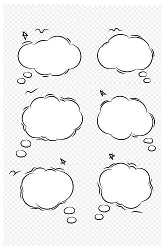 手绘线条云朵对话框文本框内容框免扣元素