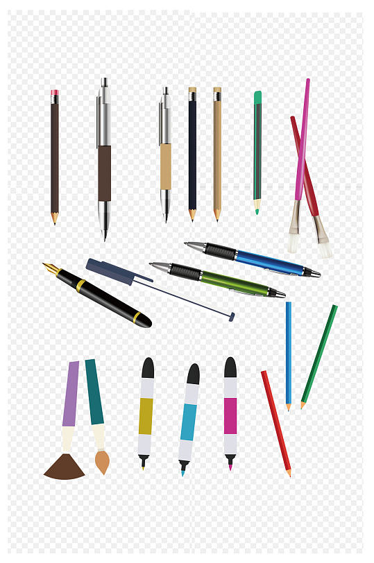 黑色钢笔钢笔造型各种笔学习工具免扣元素