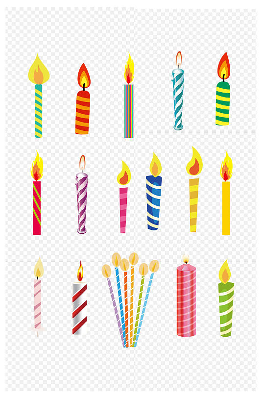 生日蜡烛卡通蜡烛元素设计免扣元素