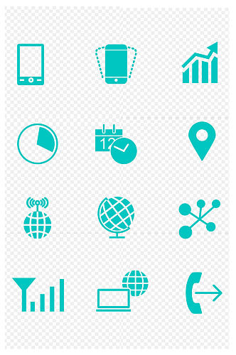 名片手机地标地点日历信号图标免扣元素