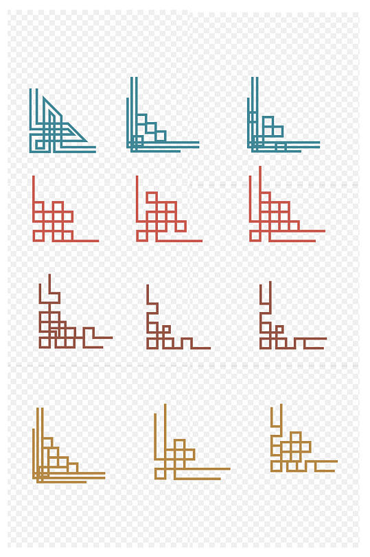国潮风新中式边框对角边框免扣元素