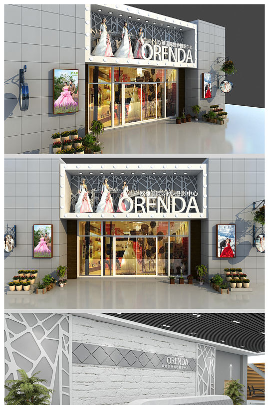 户外婚纱摄影馆婚庆营销中心门头招牌设计效果图-众图网