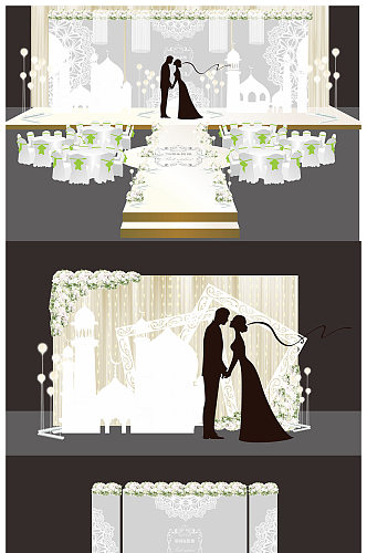 白色主题婚礼婚庆布置效果图