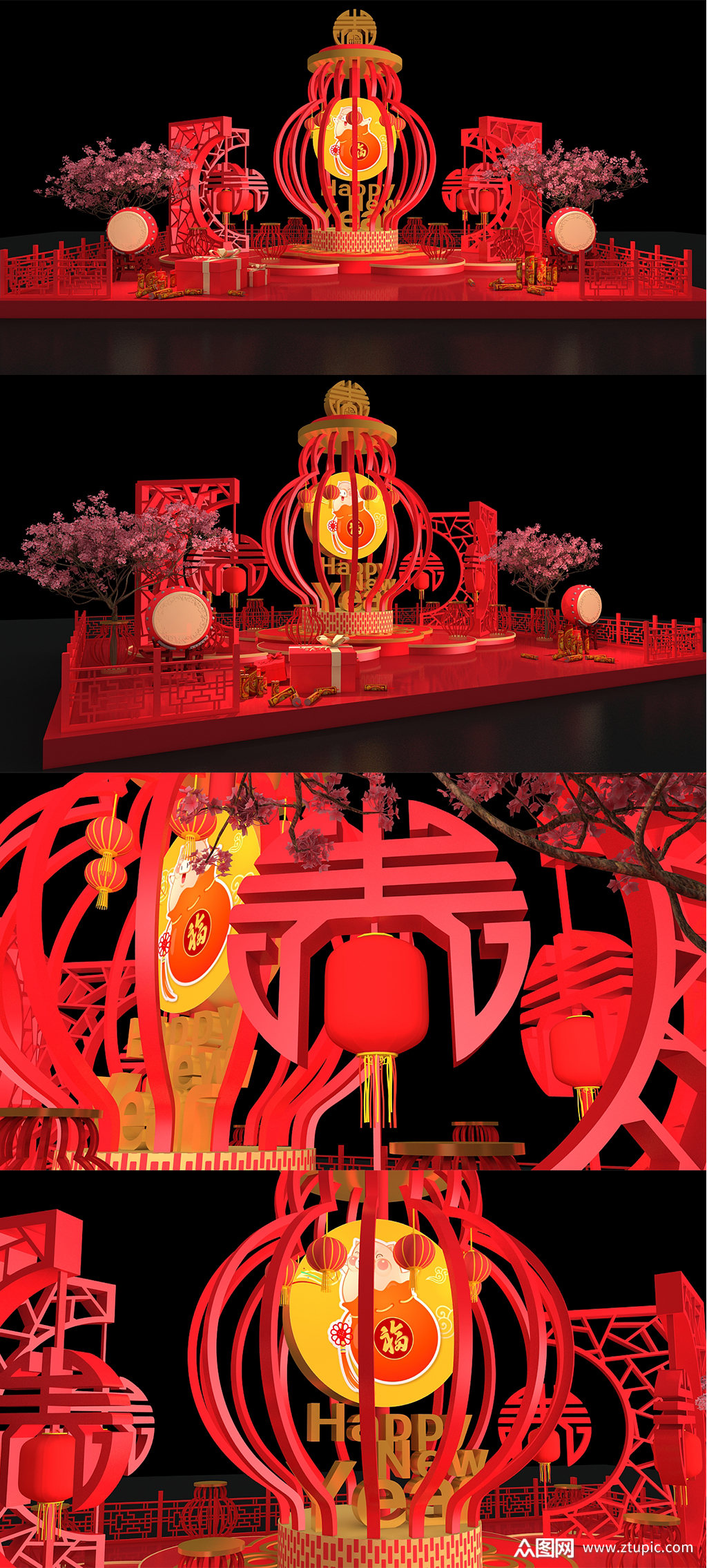 灯笼创意新年商场美陈堆头dp点设计