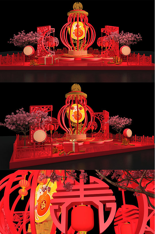 灯笼创意新年商场美陈堆头DP点设计