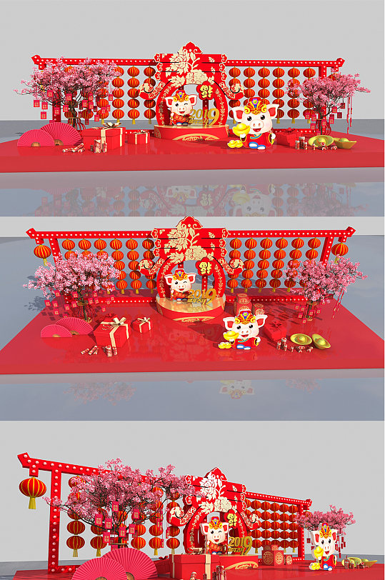 2021牛年新年商场美陈堆头DP点设计-众图网