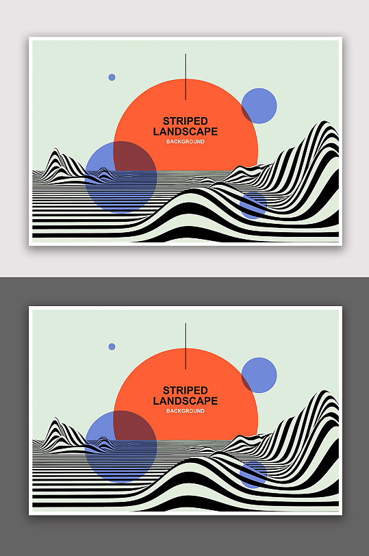 复古时尚条纹等高线图形